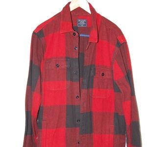 Abercrombie & Fitch Red and Black Checkered Shirt Jacket